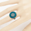 Ethnic Style Emerald Silver Glass Ring